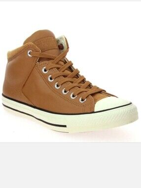 Converse All Star Mid High Top Brown Tan Real Leather Men's Size 12